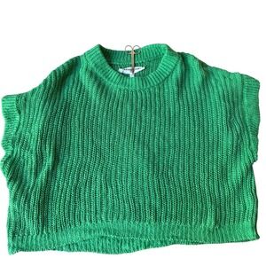 Apiece Apart‎ Sweater Vest Womens XS/S Green 100% Linen Ribbed Knit Cropped Top